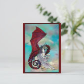 Unicorn Winged Pony Pegacorn Wyrm Red Dragon Horn Postkarte (Stehend Vorderseite)