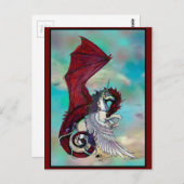 Unicorn Winged Pony Pegacorn Wyrm Red Dragon Horn Postkarte (Vorne/Hinten)