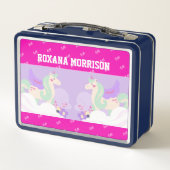 UNICORN WINGED ROSE PINK BLUE Metal Lunchbox (Rückseite)