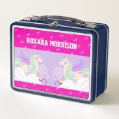 UNICORN WINGED ROSE PINK BLUE Metal Lunchbox (Vorderseite)