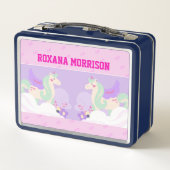 UNICORN WINGED ROSE PINK BLUE Metal Lunchbox (Rückseite)