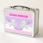 UNICORN WINGED ROSE PINK FARBE Metal Lunchbox (Rückseite)