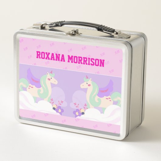 UNICORN WINGED ROSE PINK FARBE Metal Lunchbox (Vorderseite)