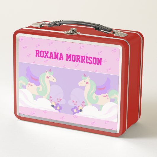 UNICORN WINGED ROSE PINK S FARBE Metal Lunchbox (Vorderseite)