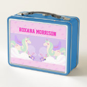 UNICORN WINGED ROSE PINK SKY BLUE Metal Lunchbox (Rückseite)