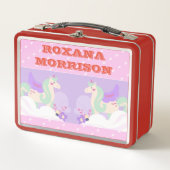 UNICORN WINGED ROSE PINK WHITE Metal Lunchbox (Vorderseite)
