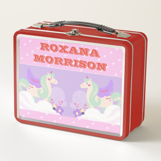 UNICORN WINGED ROSE PINK WHITE Metal Lunchbox (Vorderseite)