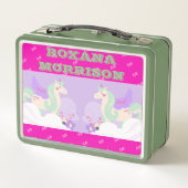UNICORN WINGED ROSE PINK WHITE Metal Lunchbox (Rückseite)