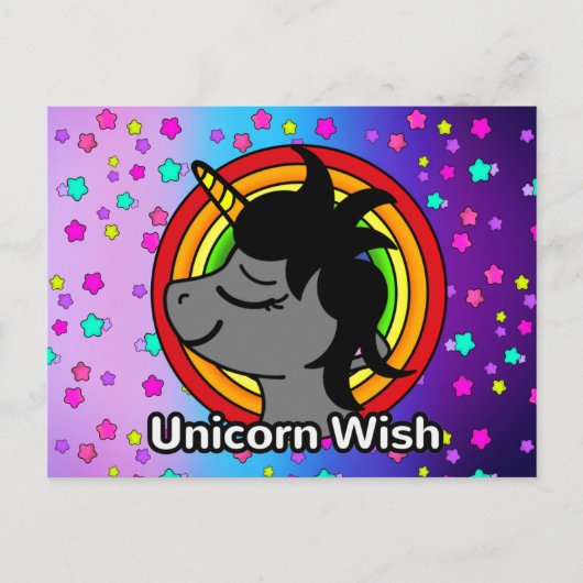 Unicorn Wish mit Eleganten Hübschen Regenbogenstar Postkarte (Vorderseite)