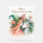 Unicorn Witch Girl Foam Board Art Magic Display Acrylschild (Vorderseite)