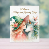 Unicorn Witch Girl Foam Board Art Magic Display Acrylschild (Neutral)