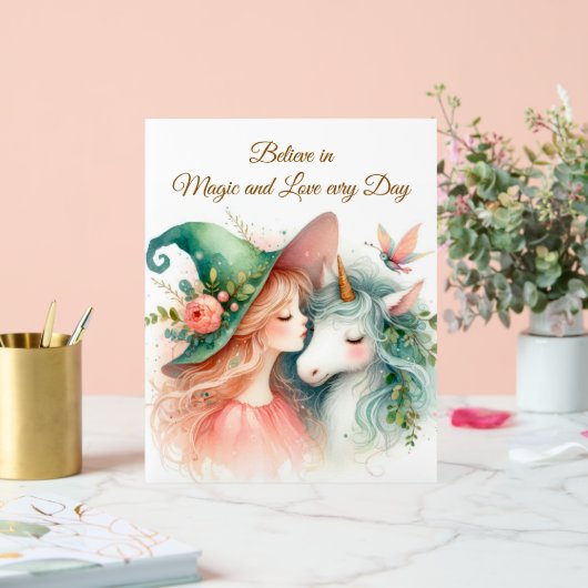 Unicorn Witch Girl Foam Board Art Magic Display Acrylschild (Hochzeit)