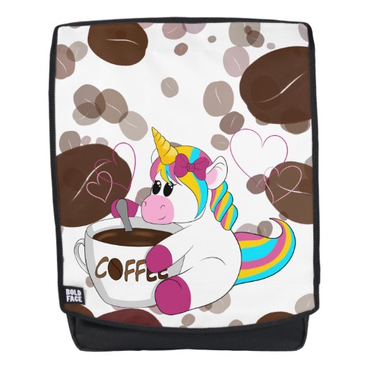 Unicorn with Coffee Rucksack (Vorderseite)