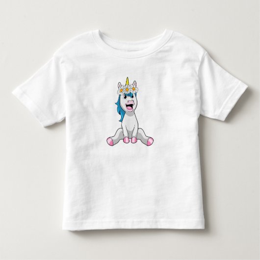 Unicorn with Flowers Daisy Kleinkind T-shirt (Vorderseite)