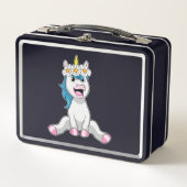 Unicorn with Flowers Daisy Metall Brotdose (Vorderseite)