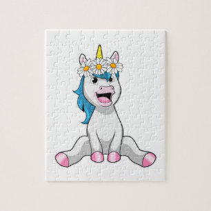 Unicorn with Flowers Daisy Puzzle