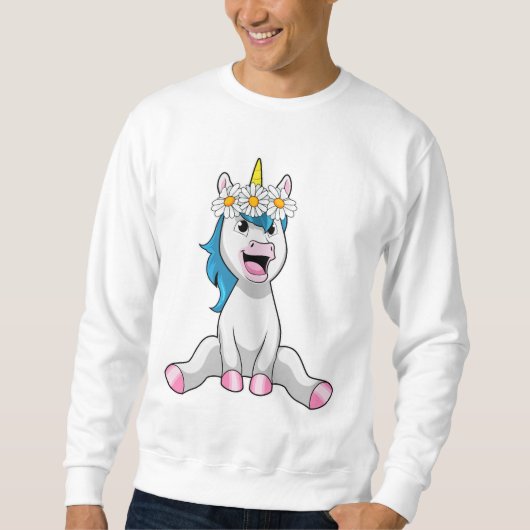 Unicorn with Flowers Daisy Sweatshirt (Vorderseite)