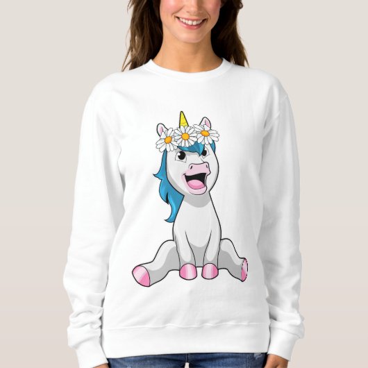 Unicorn with Flowers Daisy Sweatshirt (Vorderseite)
