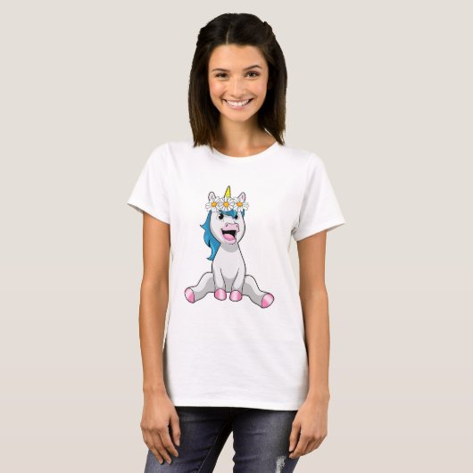 Unicorn with Flowers Daisy T-Shirt (Vorne ganz)