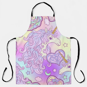 Unicorn with multicolored mane, butterfly rainbow, schürze