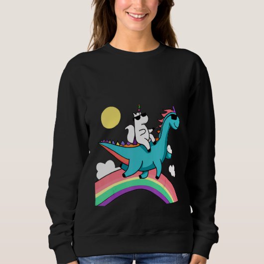 unicorn with sunglasses riding a dinosaur and rain sweatshirt (Vorderseite)