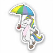 Unicorn with Umbrella Aufkleber (Vorderseite)