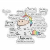 Unicorn Wordy Art Vinyl Sticker (Vorderseite)
