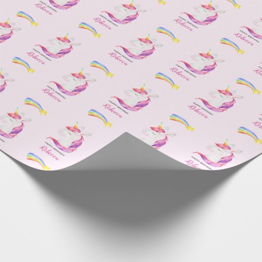 Unicorn Wrapping Paper (Watercolor Rainbow) Geschenkpapier (Ecke)