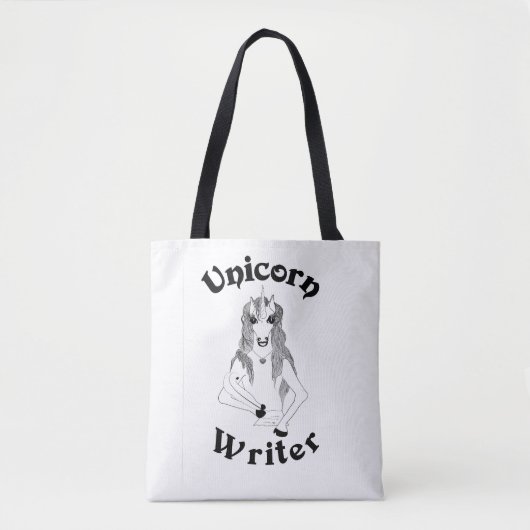 Unicorn Writer - Volldrucktasche, Mittel Tasche (Vorderseite)