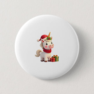 Unicorn Xmas Decoration Santa Unicorn Christmas T- Button