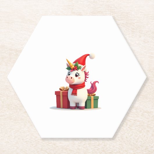 Unicorn Xmas Decoration Santa Unicorn Christmas T- Untersetzer (Vorderseite)