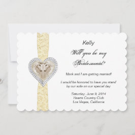 Unicorn Yellow Lace Wedding Bridesmaid Card Einladung