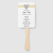 Unicorn Yellow Lace Wedding Program Fans Fächer (Vorderseite)