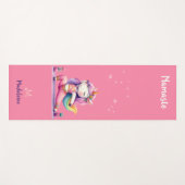 Unicorn Yoga Pose Yogi Pink Lila Name Monogramm Yogamatte (Vorderseite (Horizontal))