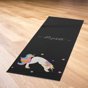 Unicorn Yoga Posen niedlicher lustiger Name schwar Yogamatte