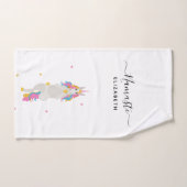 Unicorn-Yoga-Posen niedlicher lustiger weißer Name Badhandtuch Set (Handtuch)