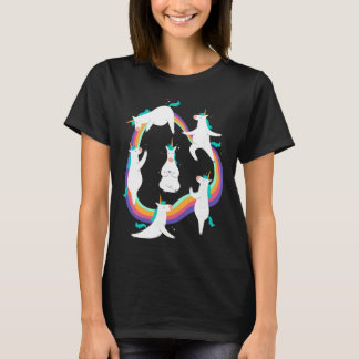 Unicorn Yoga Sun Salutation Poses Rainbow Meme  T-Shirt