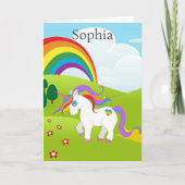 Unicorn Young Girls Birthday Personalize Name Age Karte (Vorderseite)