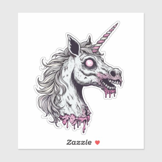 Unicorn Zombie Head Aufkleber (Blatt)