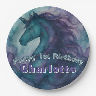 Unicorn zum Geburtstag Napkin - Stil des Alkohols Pappteller
