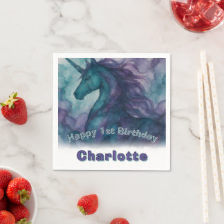 Unicorn zum Geburtstag Napkin - Stil des Alkohols Serviette