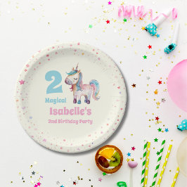 Unicorn Zwei magische 2. Geburtstags-Party Pappteller