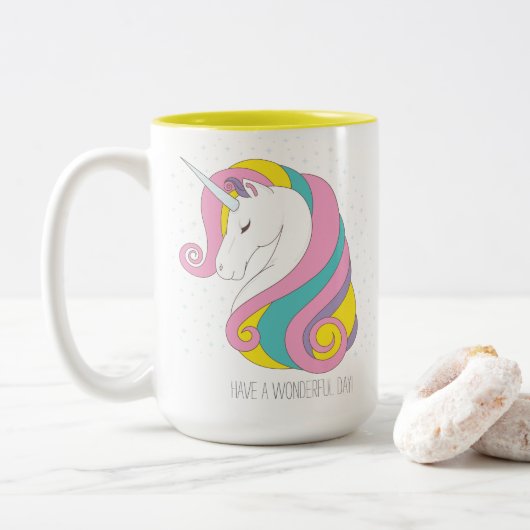 Unicorn Zwei-Ton Tasse (personifizieren Sie sie!) (Mit Donut)