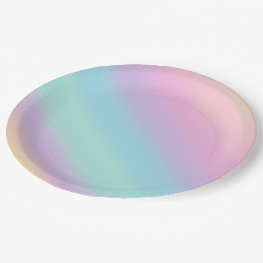 UnicornÄsthetische Farbigkeit Gradient Ombre Pappteller (Schrägansicht)