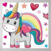 Unicornio y Corazones Poster (Vorne)