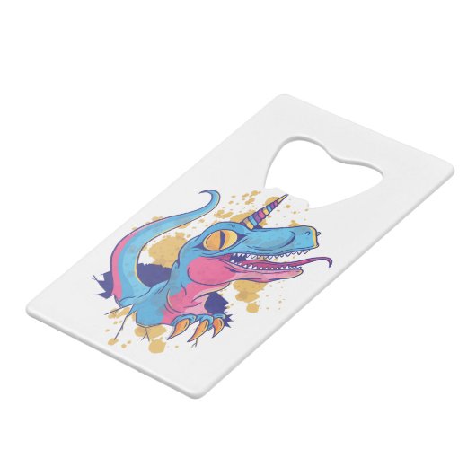 Unicornisaurus Geldbeutel Flaschenöffner (Vorderseite Schrägansicht)