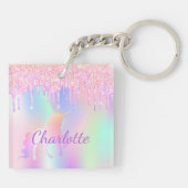 Unicornrosa lila Holografin Schlüsselanhänger (Rückseite)