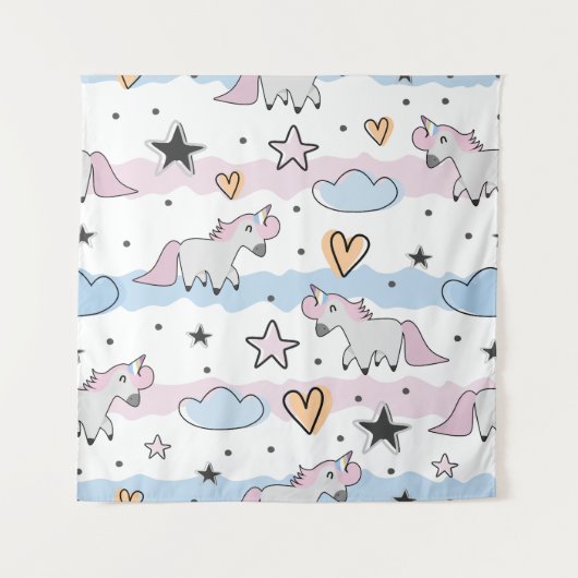 Unicorns and stars pattern wandteppich (Vorderseite)