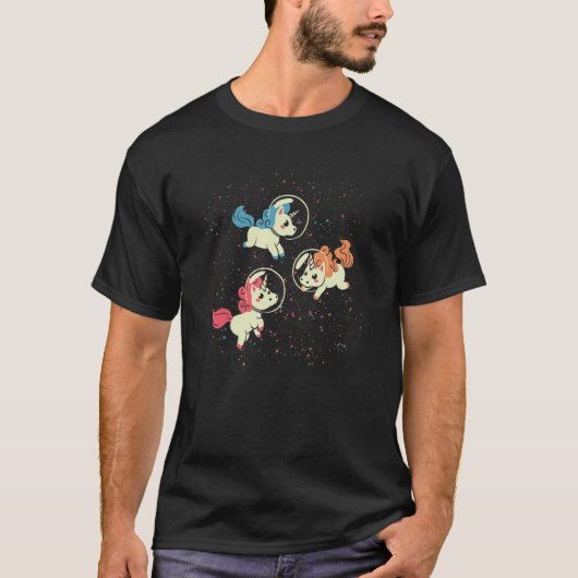 Unicorns Astronauten Weltraum Magische Tiergala T-Shirt (Vorderseite)