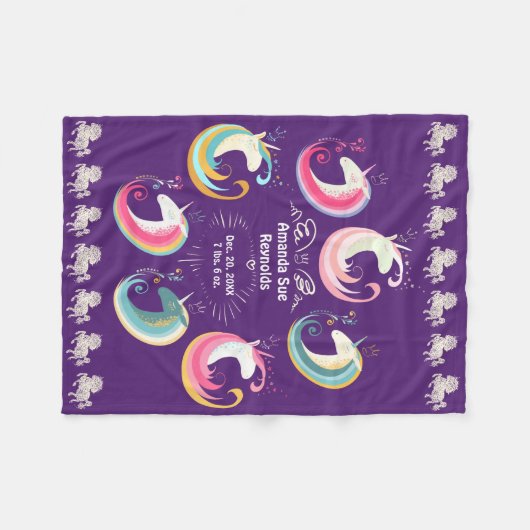 Unicorns Baby Keepake (Farbe ändern) Fleecedecke (Vorderseite (Horizontal))